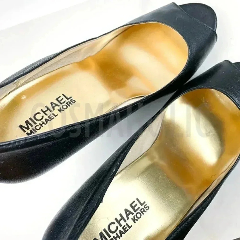 Michael by Michael Kors Erika Peep Toe Black High Heel Size 8 - Picture 4 of 5